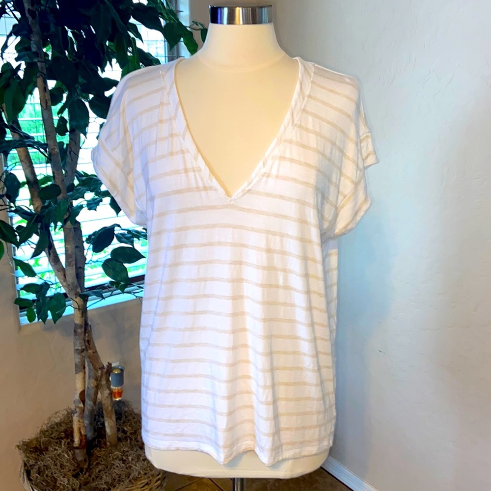 WHBM Short Sleeve Power Tee ~ Easy Stripe Oat